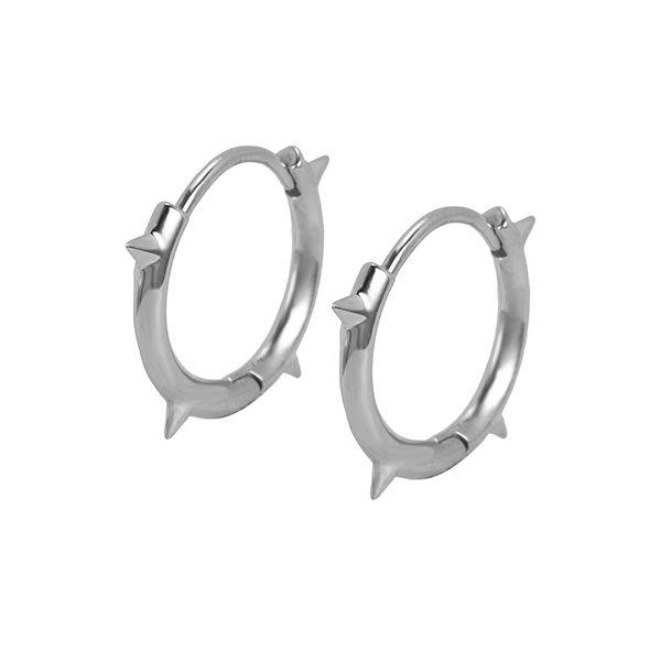 ER002 316 Stainless Steel Zircon Stone Set Earring Hoops