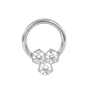 Stainless Steel Shiny Hasite Diamond Arrangement Open Nose Ring