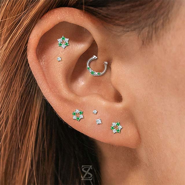 Double Lobe Piercing Jewelry Helix Tragus Earrings Custom Design