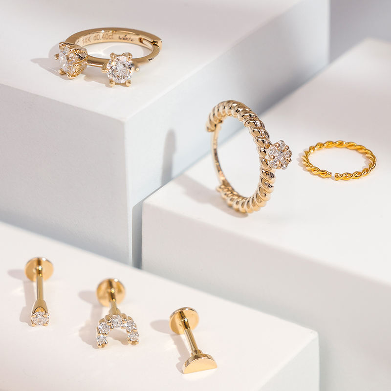 Solid gold piercing jewelry Solid gold piercing jewelry