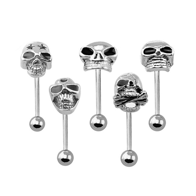 Skull Tongue Ring Vertical Web Tongue Piercing Jewelry Factory