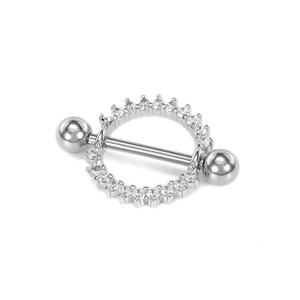 Round Nipple Shield Jewelry Cubic Zirconia Nipple Rings Factory