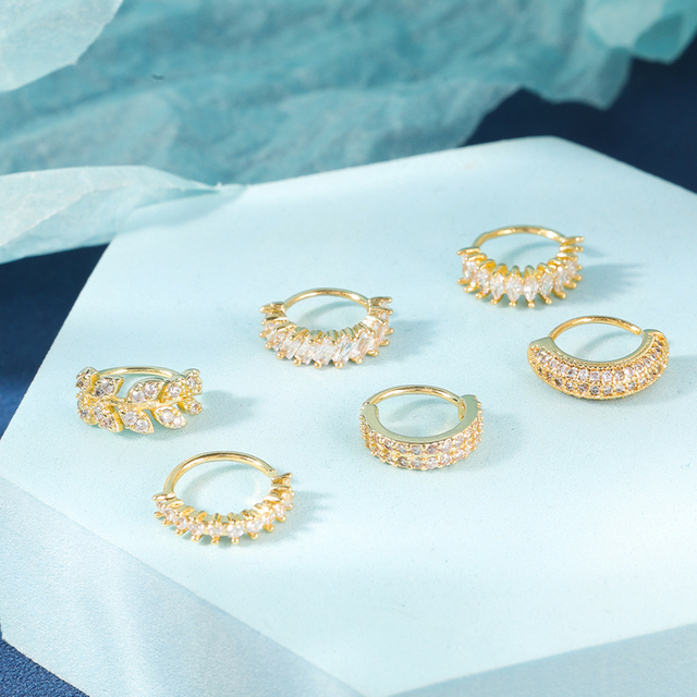 Septum Diamond Daith Rook Tragus Nose Piercing Jewelry DNBH069GDWH-BR8