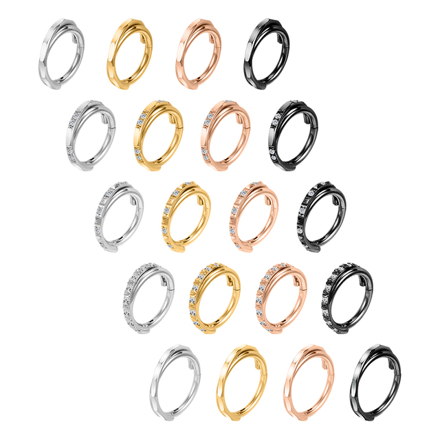 Paved Zircon Septum Clicker Nose Ring For Women Men NBH021SR-ST8