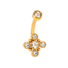 Stainless steel gold-tone diamond-studded belly button ring