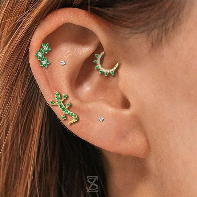 Helix Piercing Stud Gecko Shape Zircon Tragus Piercing Stud Factory