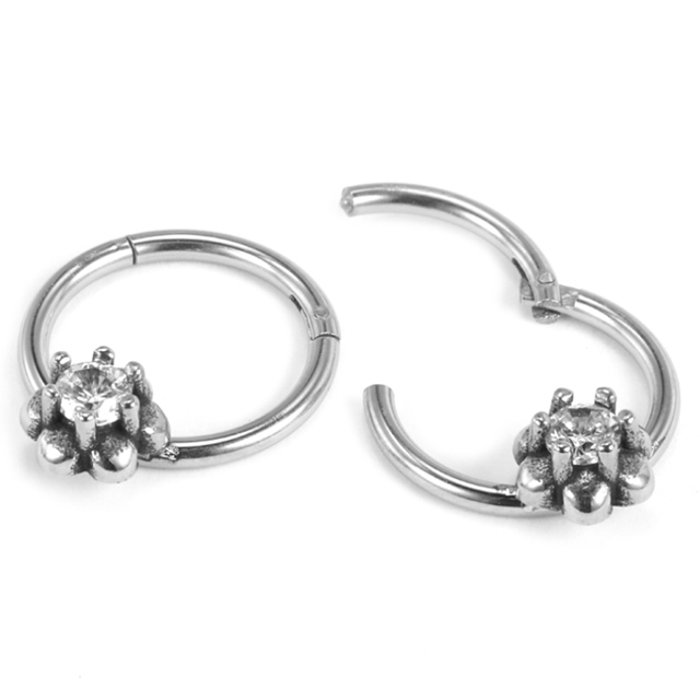 Stainless Steel Inlaid Diamond Shiny Delicate Durable Buckle Ring