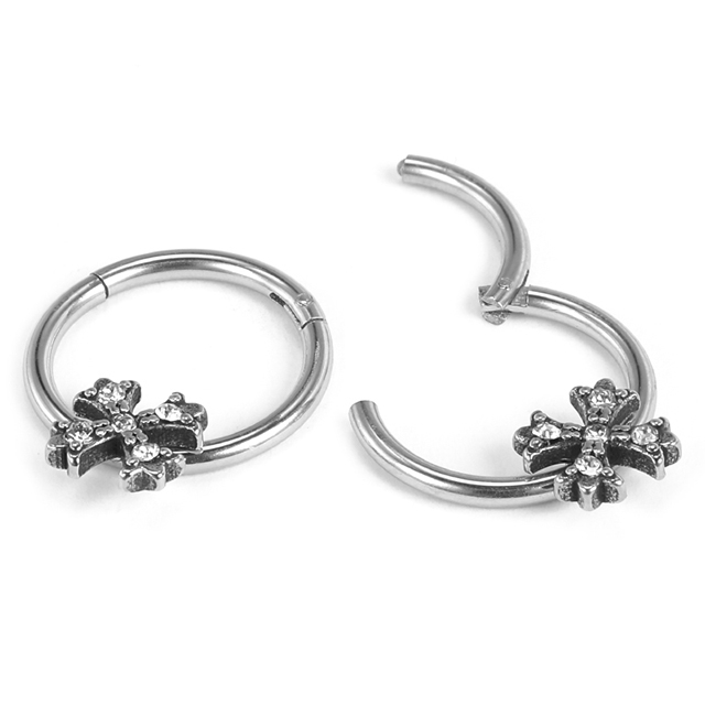 Stainless Steel Cross Vampire Buckle Ring