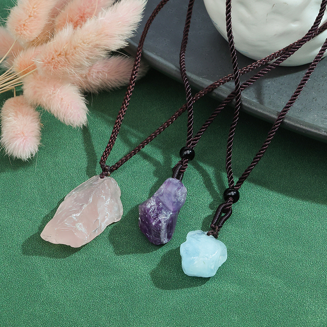 Druzy Stone Adjustable Rope Chain Necklace NXL034PK