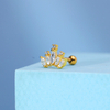 Surgical Steel Ear Stud Blue Flower Crown Diamond NEG138