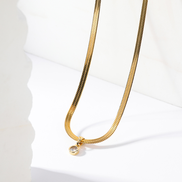 Stainless Steel Choker Necklace Cubic Zirconia Heart NXL154GD-SB-1