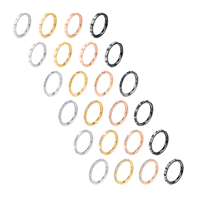 Stainless Steel Hinged Nose Cartilage Conch Hoop Ring NBH013BKWH-ST8