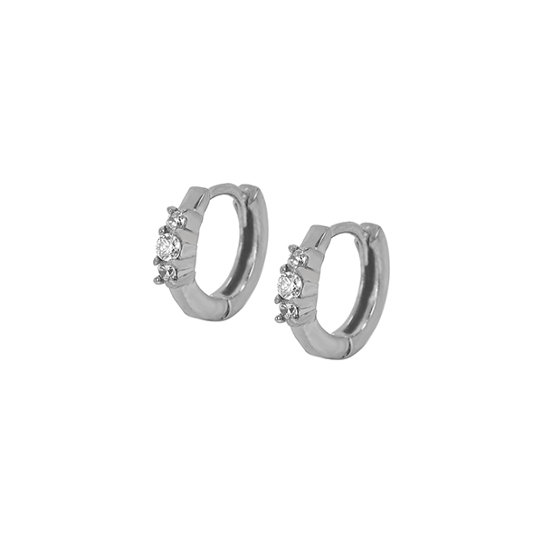 ER010 Brass Big Zircon Stone Set Earring Hoops Huggies