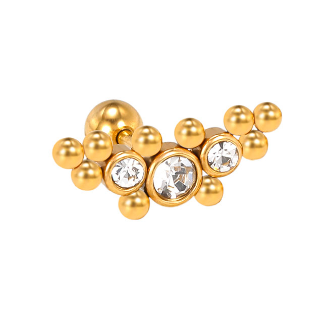 Stainless Steel Diamond Shiny Inlaid Cartilage Earrings