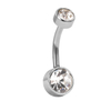 Stainless steel simple halite inlaid steel navel ring