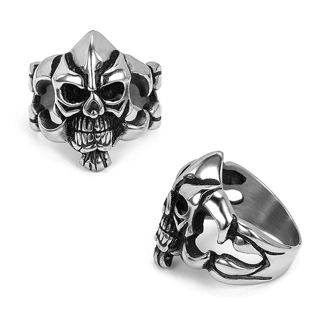 Stainless Steel Grim Skull Cool Men's Ring Exclusive Design