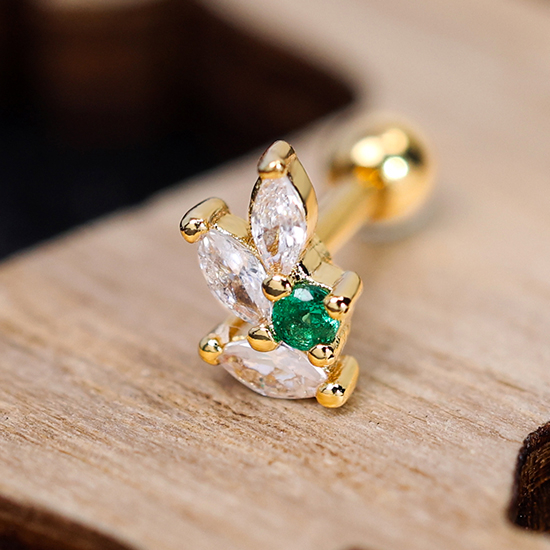 Lobe Piercing Earrings Green Zircon Piercing Jewelry Factory Design