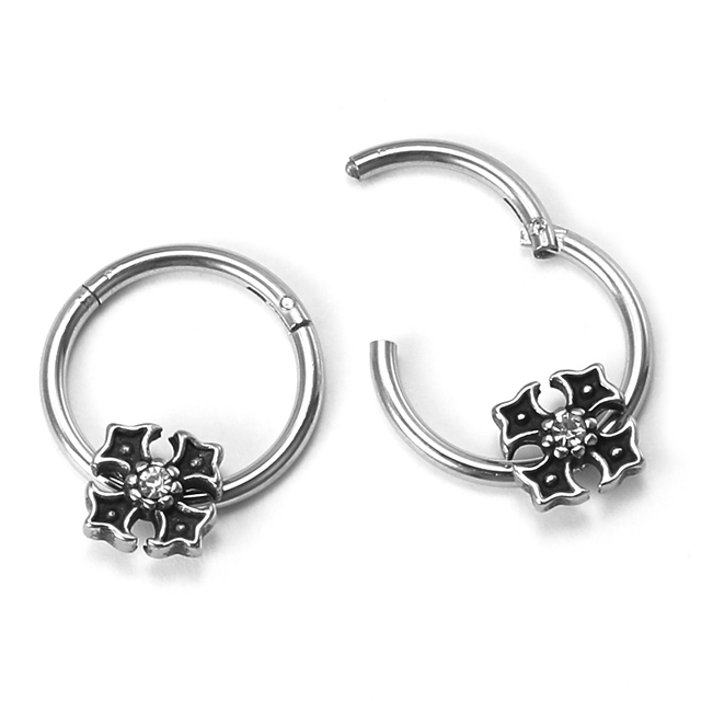 Stainless Steel Cross Vampire Buckle Ring