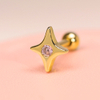 Pink Bubble Star Sparkling Custom Pierced Ear Lobe Stud Earrings