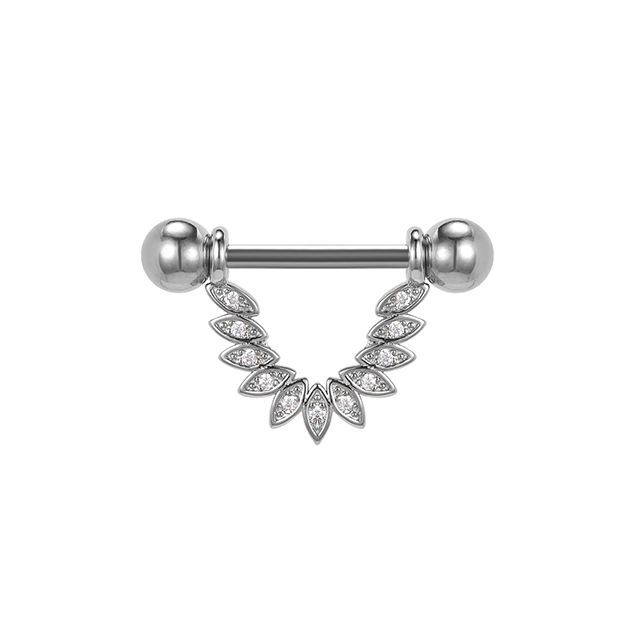 Best Surgical Steel Nipple Ring Jewelry Leaf Shape Nipple Ring Factory
