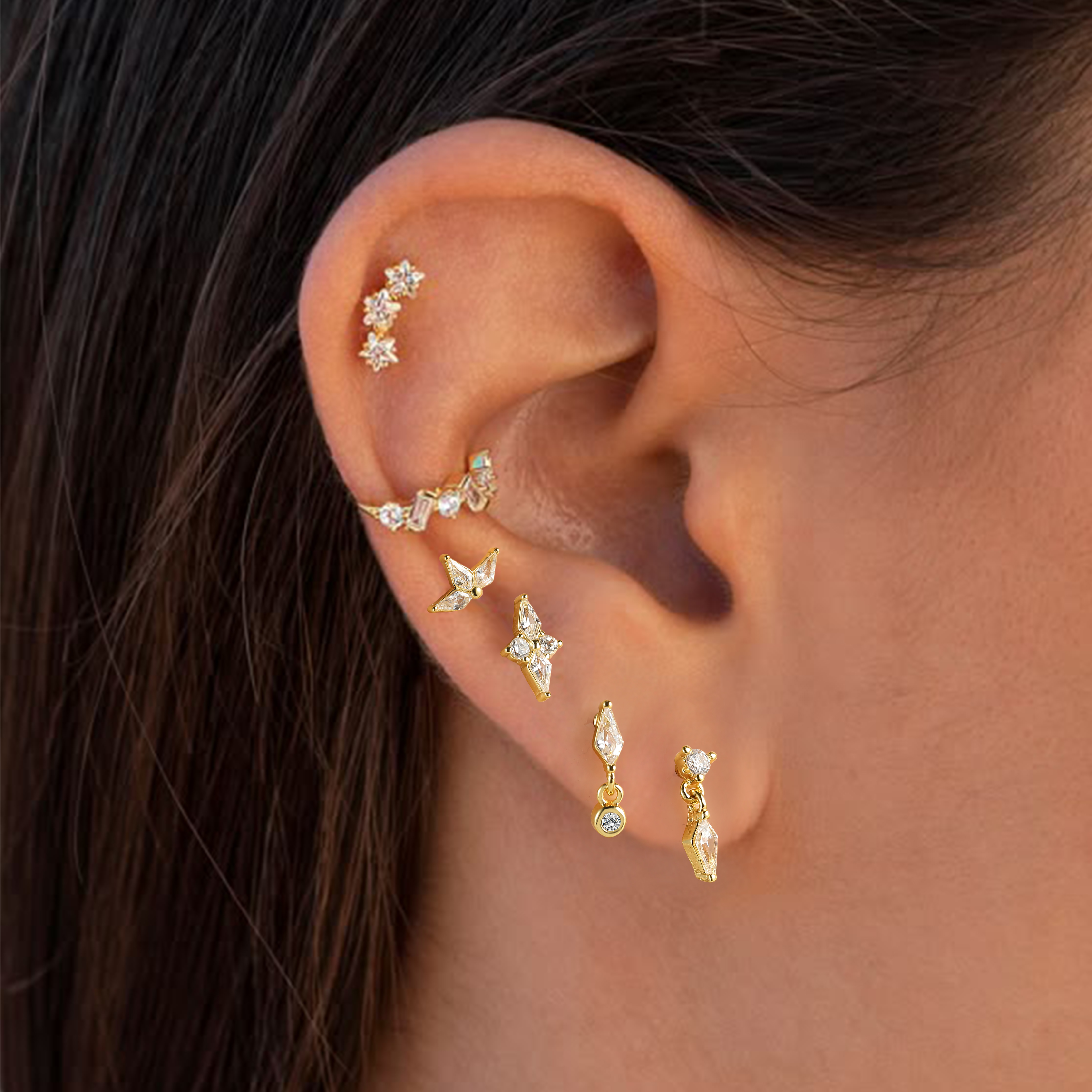 Exquisite Kite Series 5A Zircon Stainless Steel Helix Tragus Piercing Jewelry NCC-CDSB-250073SR