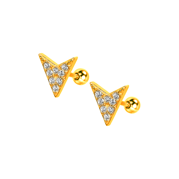 ED002 316 Stainless Steel 3pcs Zircon Stones Earring Piercing Stud