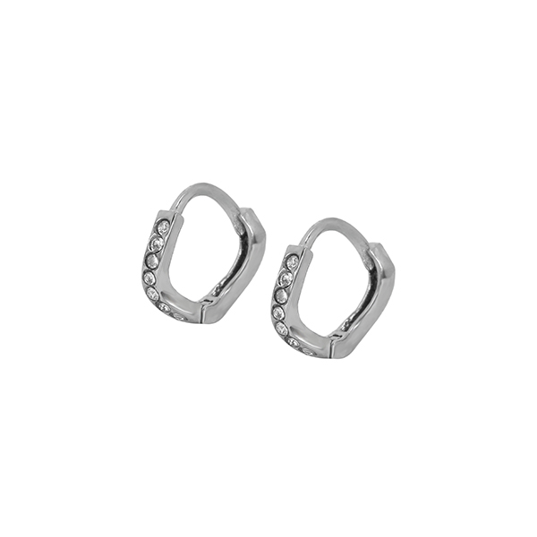 ER009 Brass Zircon Stone Set Earring Hoops Huggies