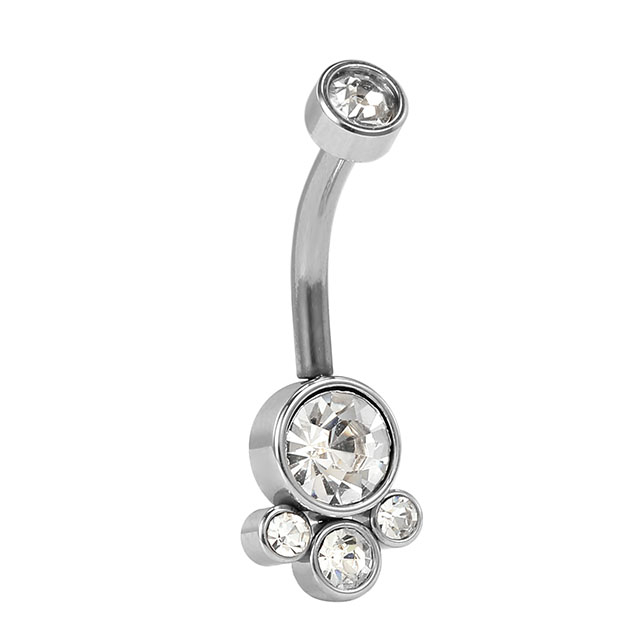 Stainless steel simple halite inlaid steel navel ring
