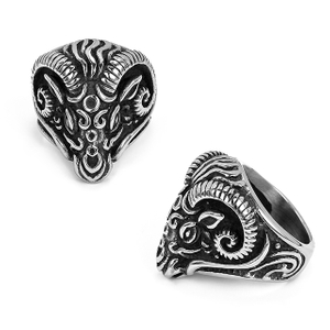 Ox Horn Finger Rings Black Stainless Steel Biker Ring Mens Custom Design