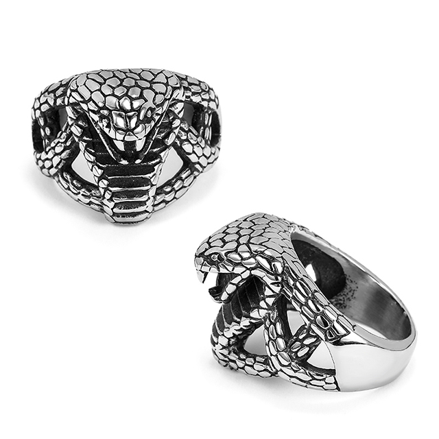 Stainless Steel Custom Cobra Men's Ring Exclusive Design