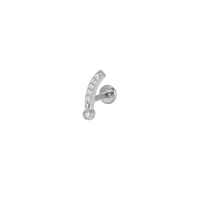 Stainless Steel Delicate Inlaid Shiny Zircon Ladies Lip Ring