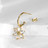 Stainless Steel Drop Stud Earrings Flower Dangle NEH053GD-SB-1