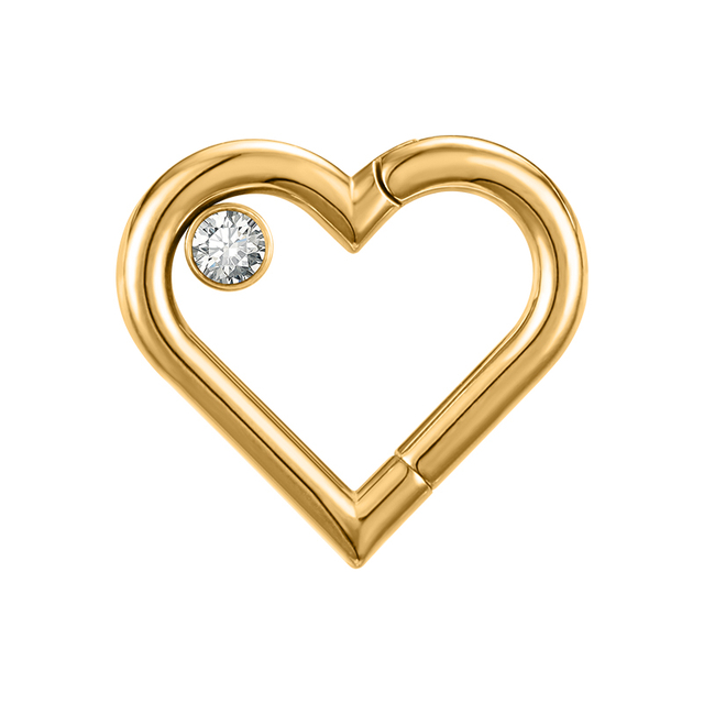 Hypoallergenic Heart Zircon Seamless Clicker Piercing Ring NBH012BKWH-ST8