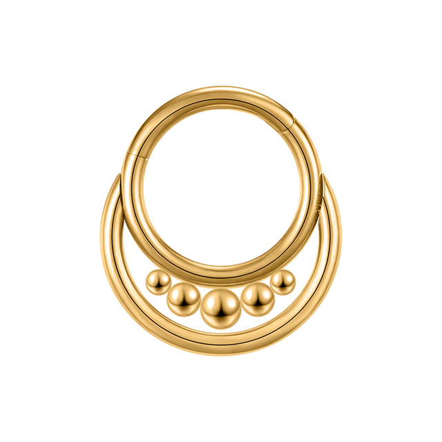 Double Layer Around Bead Body Nose Piercing Jewelry NBH007SR-ST8