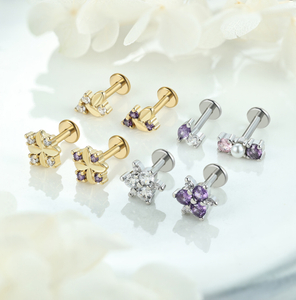 Lavender Series Flower Pearl Labret Piercing Stud Earring NCB-CDSB-250044GD