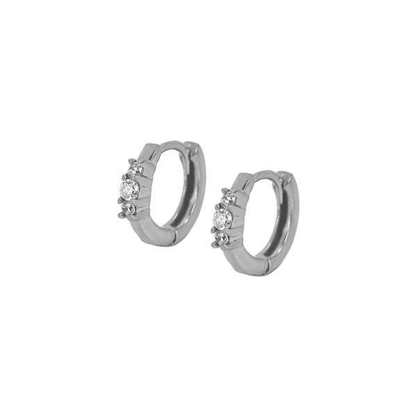 ER001 316 Stainless Steel Zircon Stone Set Earring Hoops
