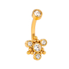 Stainless steel gold-tone diamond-studded belly button ring