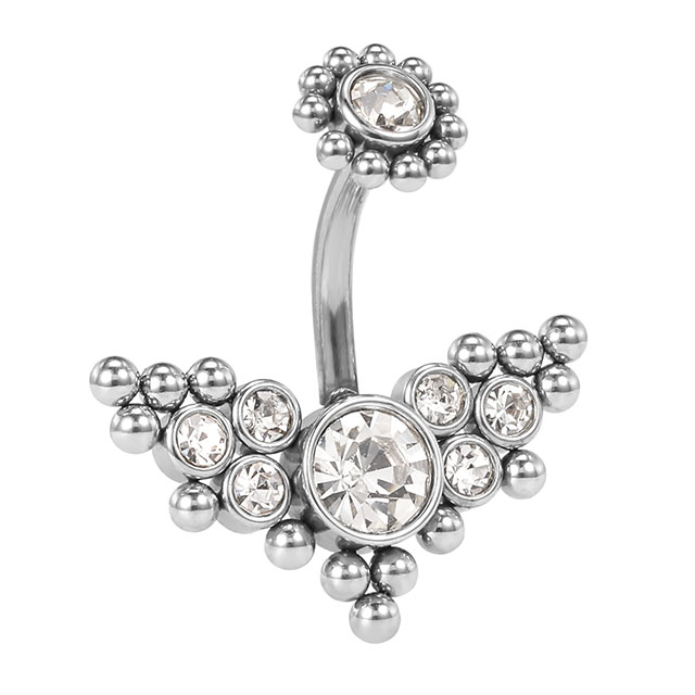 Stainless Steel Ball Inlaid Shiny Zircon Navel Ring