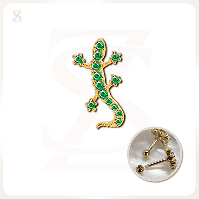 Helix Piercing Stud Gecko Shape Zircon Tragus Piercing Stud Factory