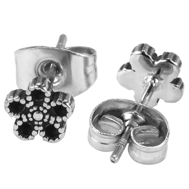 Stainless Steel Flowers Beautiful Stud Earrings