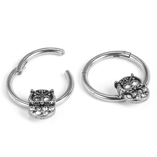 Stainless Steel Cute Animal Head Delicate Buckle Ring