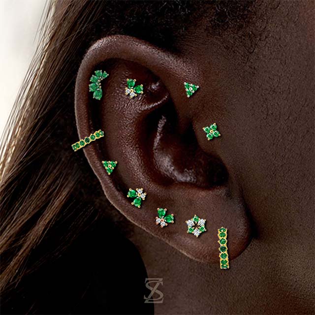 Green Hoop Earrings Zircon Huggie Earring Jewelry Factory