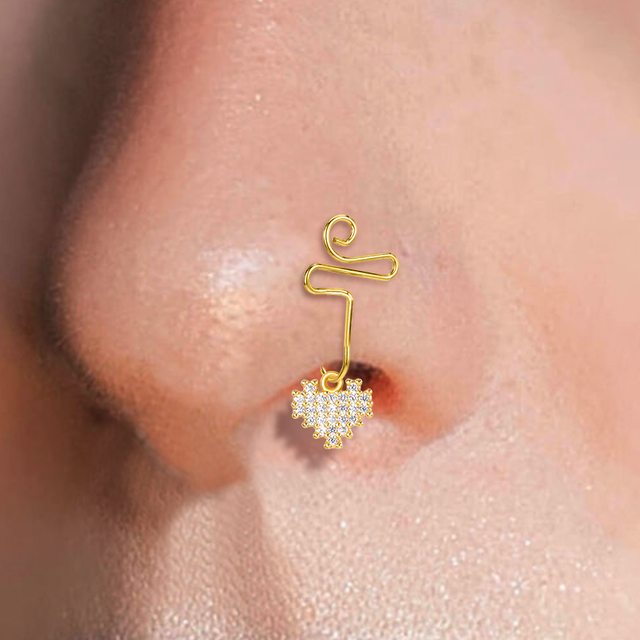 Crown Moon Cow Nose Cuffs Brass Non Piercing Body Jewelry NBD027GD-BR-1