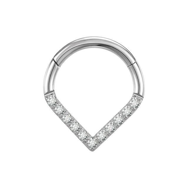 316L Stainless Steel Waterdrop Nose Piercing Ring Zircon NBH009BKWH-ST8