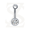 Double Zircon Clear Belly Button Piercing Rings Titanium Belly Rings Company