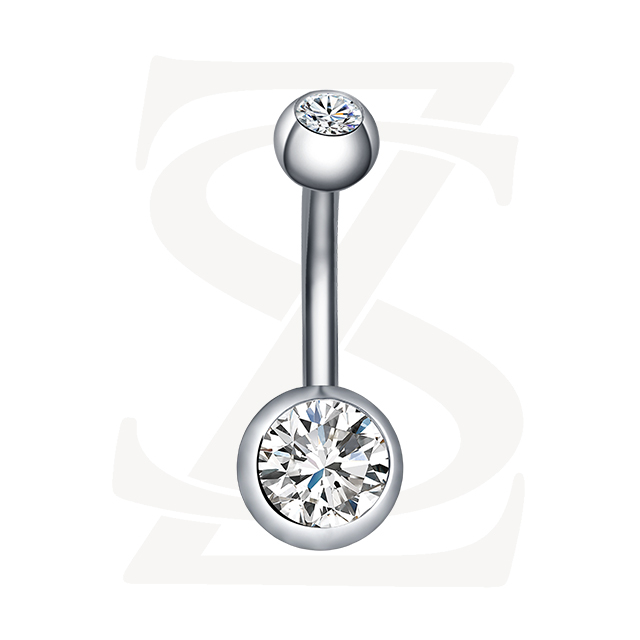 Double Zircon Clear Belly Button Piercing Rings Titanium Belly Rings Company
