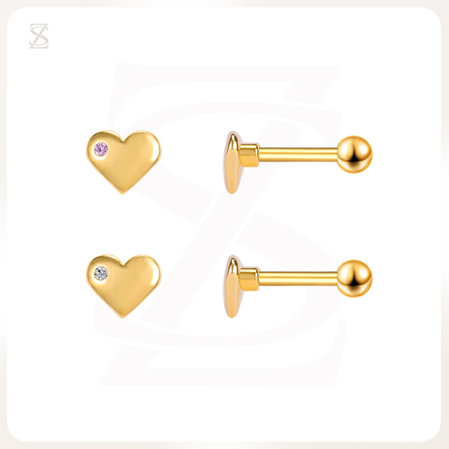 Pink Bubble Series Lovely Heart Shape Cartilage Earrings Jewelry Wholesale