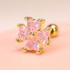 Pink Bubble Series Four Heart Zircon Cartilage Earrings Jewelry Wholesale