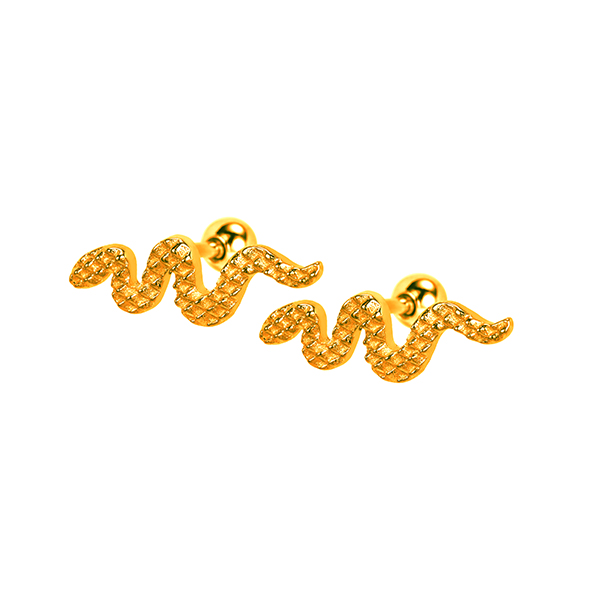 ED001 316 Stainless Steel Snake Animal Earring Piercing Stud