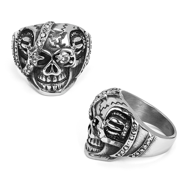 Stainless Steel One Eye Skull Ferocious Ring Wholesale